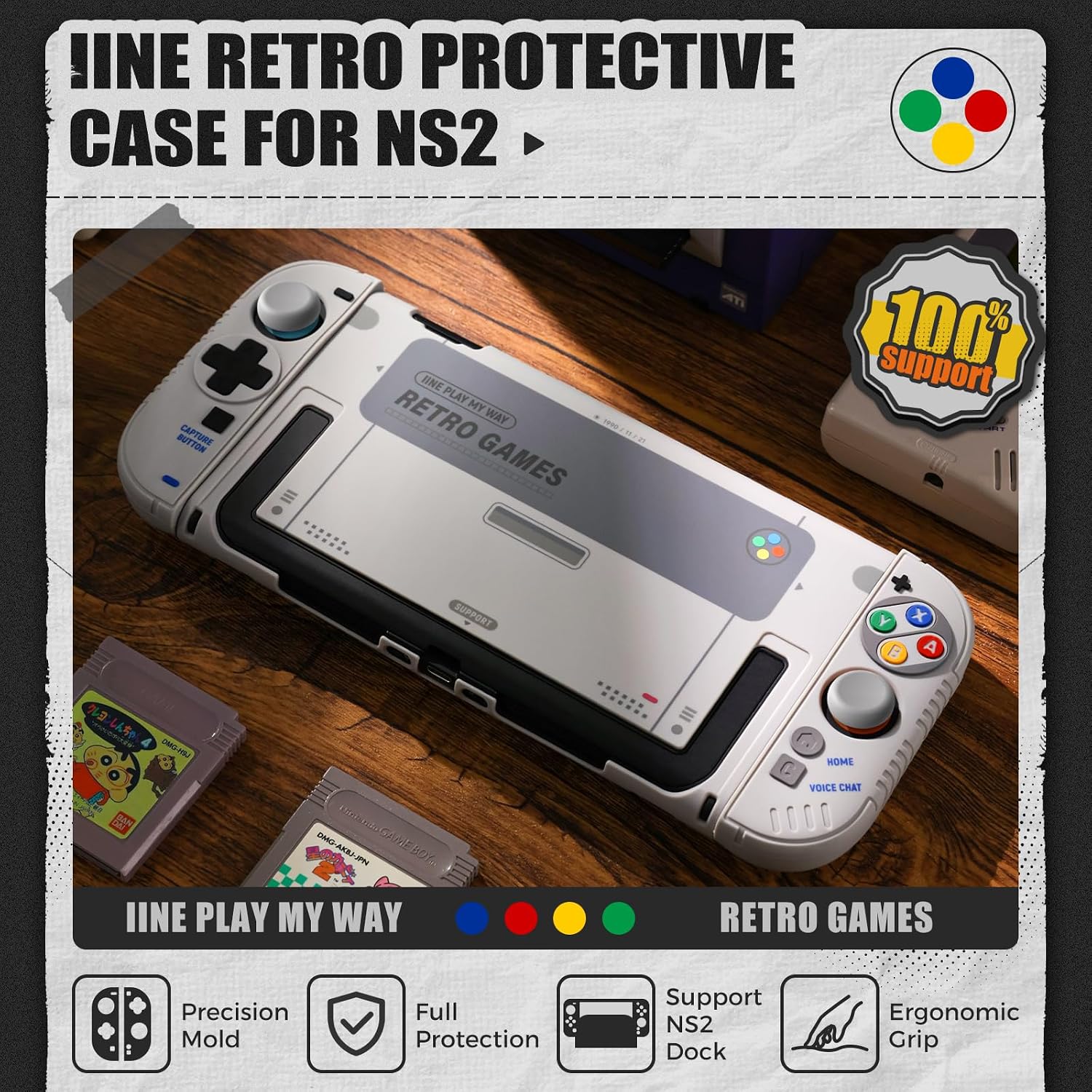 IINE Retro SFC Themed Full Bod - Gaming Console Buttons ulasan dan harga